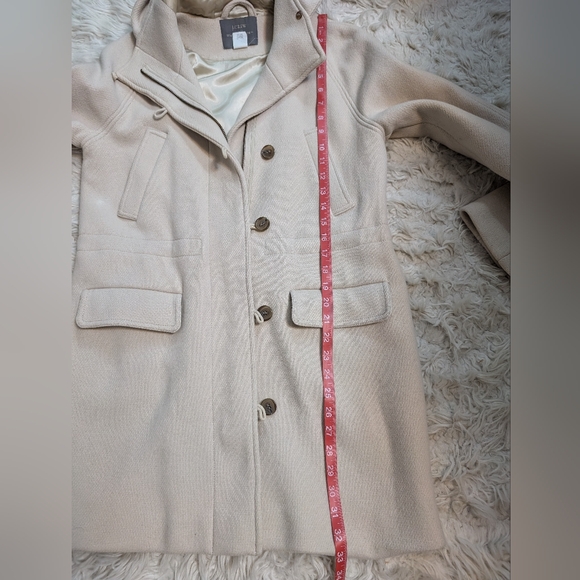 J.Crew Stadium Cloth Italian Wool cream hooded Coat Women's 10 by Nello Gori - Picture 10 of 13